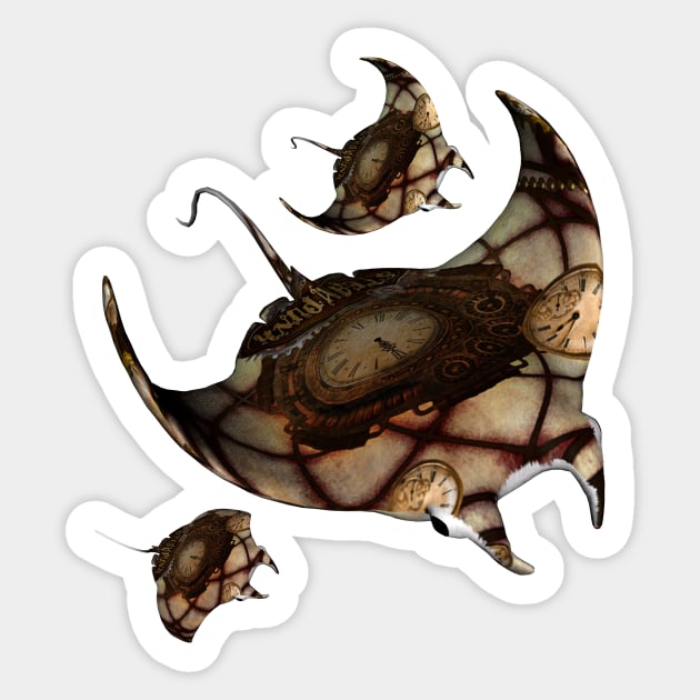 Awesome steampunk manta ray Sticker by Nicky2342